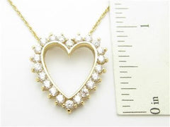 LIV 14k Yellow Gold & Diamonds Prong Set Open Heart Design Charm Pendant Gift