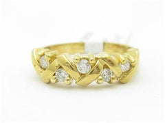 LIV 14k Yellow Gold Genuine Round Diamond Zig Zag Design Band Ring New Gift