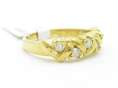 LIV 14k Yellow Gold Genuine Round Diamond Zig Zag Design Band Ring New Gift