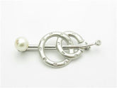 LIV 14k White Gold Diamond & 7mm Pearl Vintage Design Estate Style Brooch Pin Gift