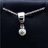 LIV 14k White Gold Genuine Diamonds Round Halo Design Drop Pendant Necklace Gift