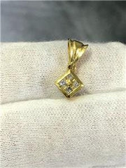 LIV 14k Yellow Gold & Diamonds Halo Design Solitaire Pendant G/VS Hand Made Gift