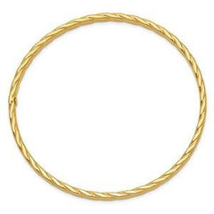 LIV 14k Solid Yellow Gold Twisted Design Slip On Bangle Bracelet 8.5" L 4mm Wide