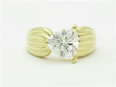 LIV 14k Yellow Gold & Trillion Cut Cubic Zirconia Wide Design Band Ring Bridal Gift