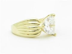 LIV 14k Yellow Gold & Trillion Cut Cubic Zirconia Wide Design Band Ring Bridal Gift