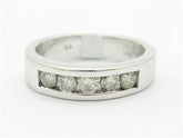 LIV 14k White Gold Genuine White Diamond Round Stone Channel Set Wedding Band Ring