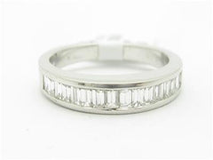 LIV 14k White Gold Genuine White Diamond Baguette Design Channel Wedding Band Ring