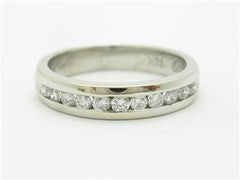 LIV 18k White Gold Genuine White Diamond Round Channel Set Design Wedding Band Ring