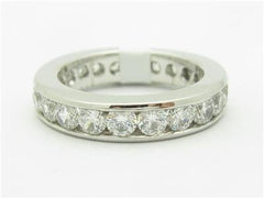 LIV 14k White Gold Simulated White Sapphire Channel Set Wedding Band Design Ring Gift