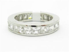 LIV 14k White Gold Simulated White Sapphire Princess Cut Wedding Band Design Ring Gift