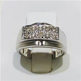 LIV 14k White Gold & Diamonds Pave Design 0.35ct G-SI1 Wide Band Ring Bridal