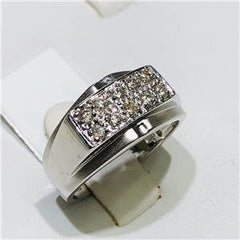 LIV 14k White Gold & Diamonds Pave Design 0.35ct G-SI1 Wide Band Ring Bridal