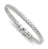 LIV Platinum Sterling Silver Hand Made Woven Unique 6mm Bangle Bracelet 7"L