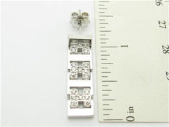 LIV 14k White Gold & Diamonds Unique H Design Chandelier Stud Modern Bridal Earrings