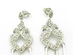 LIV 14k White Gold & Diamonds Vintage Design Chandelier Bridal Earrings New Gift