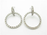 LIV 14k White Gold & Diamonds Circle Design Chandelier Bridal Earrings New Gift