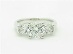 LIV 14k White Gold 3 Stone Design White Sapphire Engagement Travel Promise Ring