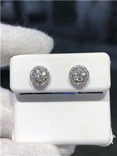 LIV 18k White Gold & Diamonds 0.82ct tw G/VS1 Round Halo Cluster Stud Earrings Gift