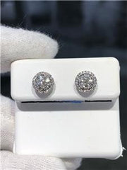 LIV 18k White Gold & Diamonds 0.82ct tw G/VS1 Round Halo Cluster Stud Earrings Gift