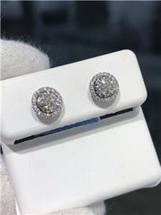 LIV 18k White Gold & Diamonds 0.82ct tw G/VS1 Round Halo Cluster Stud Earrings Gift