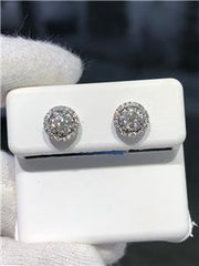 LIV 18k White Gold & Diamonds 0.82ct tw G/VS1 Round Halo Cluster Stud Earrings Gift