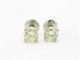 LIV 14k White Gold & Simulated Yellow Sapphire Round Cut 4 Prong Basket Stud Earrings