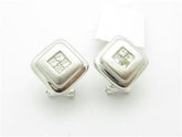 LIV 14kt White Gold Diamond Princess Cut Stud Invisible Set French Back Earrings New