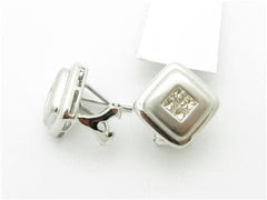 LIV 14kt White Gold Diamond Princess Cut Stud Invisible Set French Back Earrings New