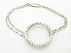 LIV 14k White Gold Diamond Halo Cable Link Tennis Bracelet 1.48ct tw G-VS1 7.5 Grams