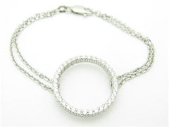 LIV 14k White Gold Diamond Halo Cable Link Tennis Bracelet 1.48ct tw G-VS1 7.5 Grams