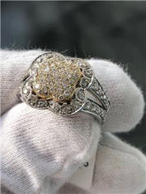 LIV 14k Two Tone Gold Genuine Diamonds 1.05ct Pave Set Halo Design Fashion Ring