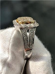 LIV 14k Two Tone Gold Genuine Diamonds 1.05ct Pave Set Halo Design Fashion Ring