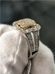 LIV 14k Two Tone Gold Genuine Diamonds 1.05ct Pave Set Halo Design Fashion Ring