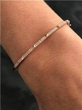 LIV 14k Rose Gold & Diamonds Pave Set 0.54ct G/VS1 Thin Spike Bangle Bracelet 7" Length