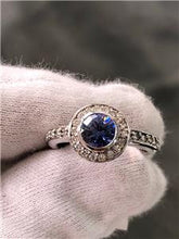 LIV 14k White Gold Genuine Diamonds & Tanzanite Round Halo Engagement Ring G/VS1