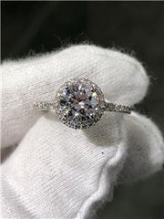 LIV 14k White Gold & Diamonds Hidden Halo 1.50ct Round Moissanite Engagement Ring