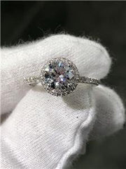 LIV 14k White Gold & Diamonds Hidden Halo 1.50ct Round Moissanite Engagement Ring