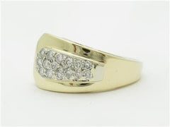 LIV 14k Two Tone Gold & Diamonds Pave Design Wide Wave Band Ring