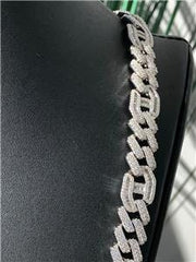 LIV Platinum Sterling Silver White Sapphire Cuban-Gucci Link Iced Out Chain 24" L