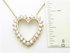 LIV 14k Yellow Gold & Diamonds Prong Set Open Heart Design Charm Pendant Gift