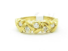 LIV 14k Yellow Gold Genuine Round Diamond Zig Zag Design Band Ring New Gift