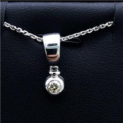 LIV 14k White Gold Genuine Diamonds Round Halo Design Drop Pendant Necklace Gift