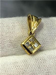 LIV 14k Yellow Gold & Diamonds Halo Design Solitaire Pendant G/VS Hand Made Gift