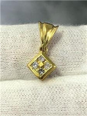 LIV 14k Yellow Gold & Diamonds Halo Design Solitaire Pendant G/VS Hand Made Gift