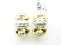 LIV 14kt White & Yellow Gold Heart Design White Diamond French Back Earrings Gift