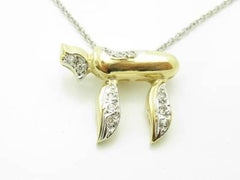 LIV 14KT Yellow Gold Genuine White Diamond Pave Set Chai Kabbalah Life Charm Pendant