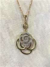 LIV 14k Yellow Gold & Diamonds Flower Design Halo Drop Necklace 18" Length 3.6g Gift