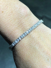 LIV Platinum Sterling Silver White Sapphire Classic Halo Baguette Tennis Bracelet 7" Length Gift