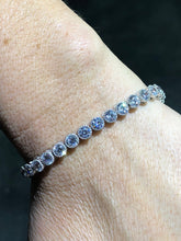 LIV Platinum Sterling Silver White Sapphire Milgrain Edge Round Tennis Bracelet 7" Length Gift