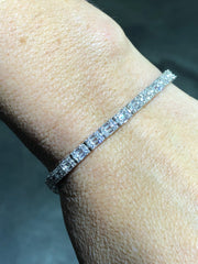 LIV Platinum Sterling Silver White Sapphire Classic Halo Baguette Tennis Bracelet 7" Length Gift